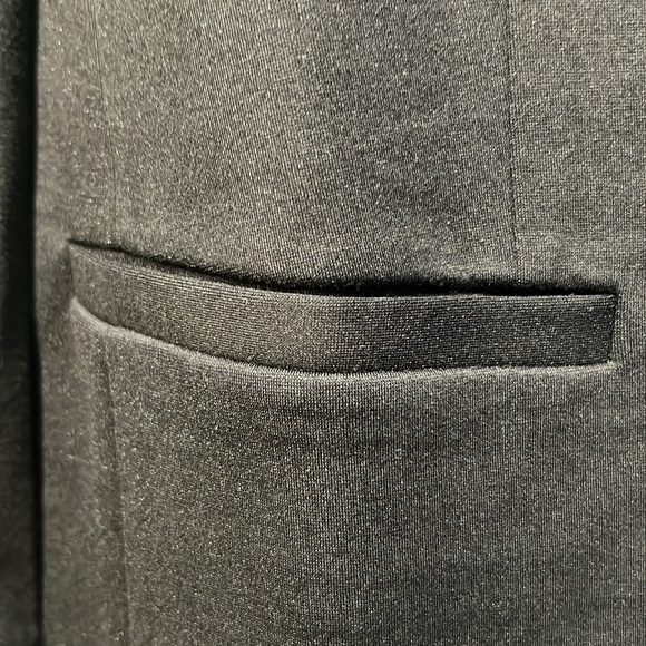 Spanx Perfect Collarless Ponte Blazer Sz Medium Stretch Oversized Black Office - Picture 6 of 7